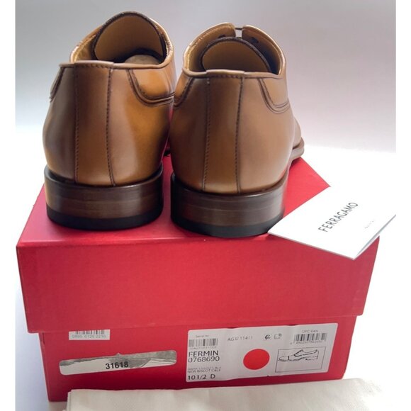 Salvatore Ferragamo Fermin Brown Leather Shoes Men Oxfords Shoes Size 10.5D - Picture 8 of 15